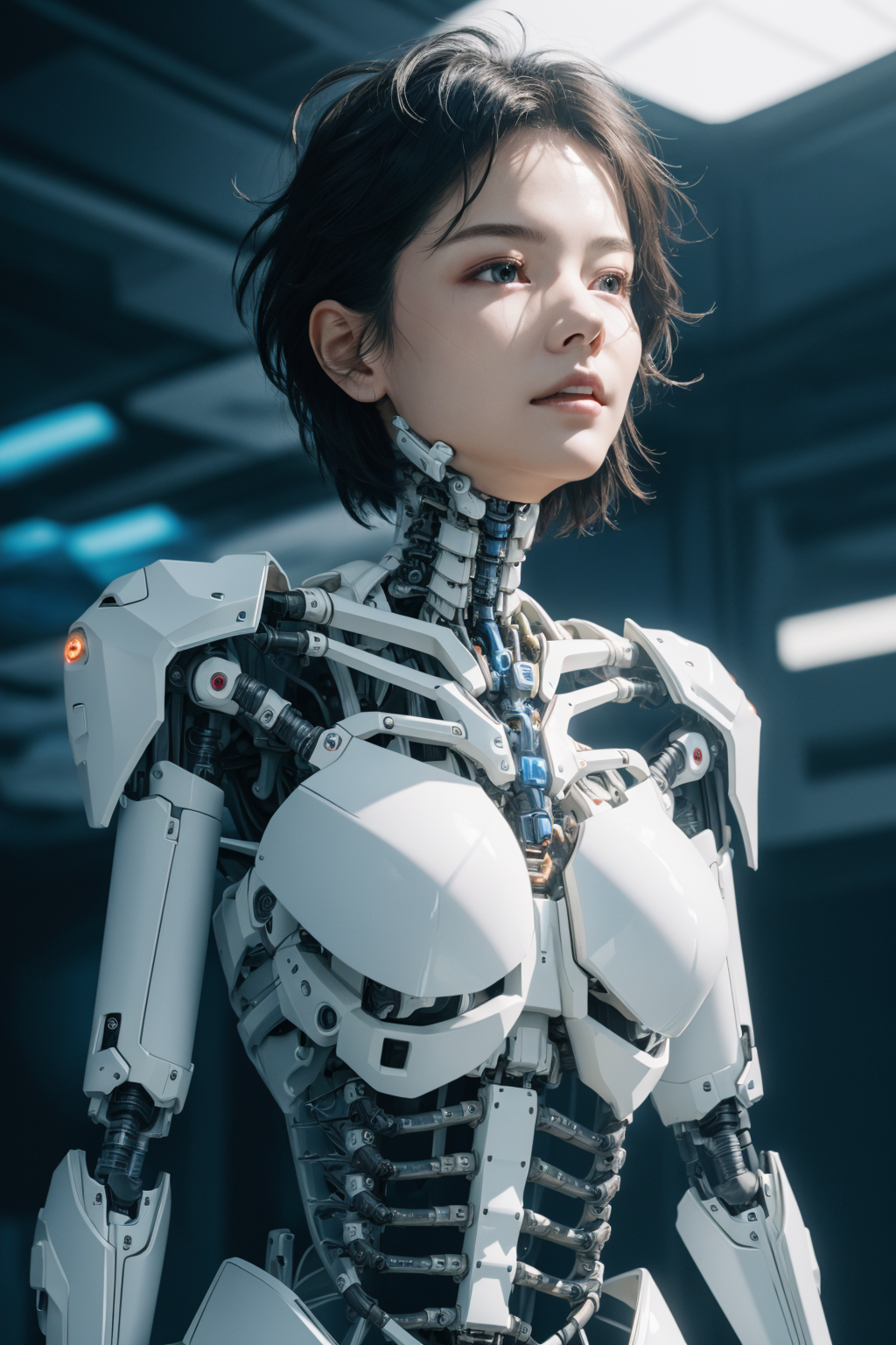 <lora:1girlmix:0.5>, complex 3d render ultra detailed of a porcelain woman cyborg, 1girl, (natural skin texture, realistic...